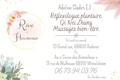 « Le Cocon Des Bretzelines » Rêve D'Harmonie, Adeline Claden Ei - Réflexologue Plantaire, Qi Nei Zhang, Massages Bien-être, Institut de Massage à Wittelsheim