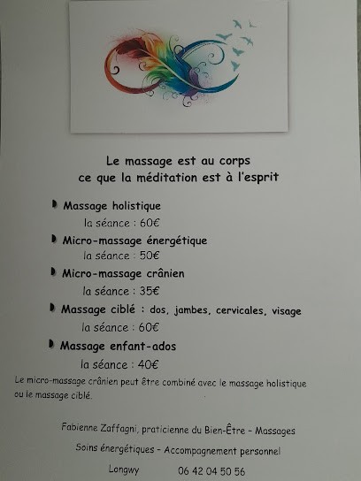 Fabienne ZAFFAGNI Massage Bien-être. Micro Massage. Soin énergétique, Institut de Massage à Longwy